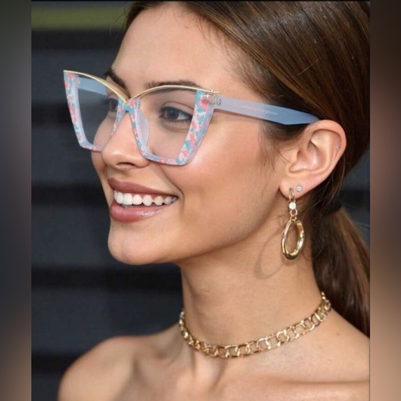 ✨NEW Floral Blue Women's Fashion Glasses - Picture 2 of 4